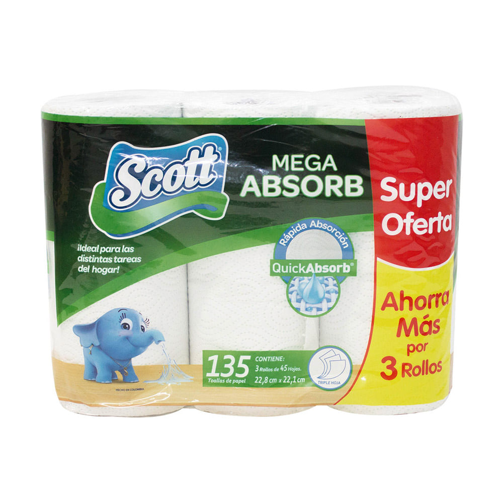TOALLA COCINA MEGA ABSORBENTE x 3 $P.E