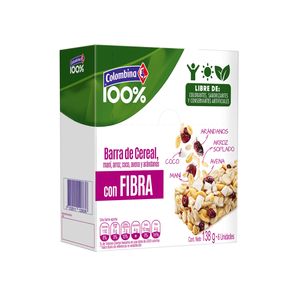 BARRA CEREAL FIBRA 100% X 138 GR