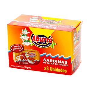 SARDINA SALSA TOMATE ABURRA X3 x 125GR