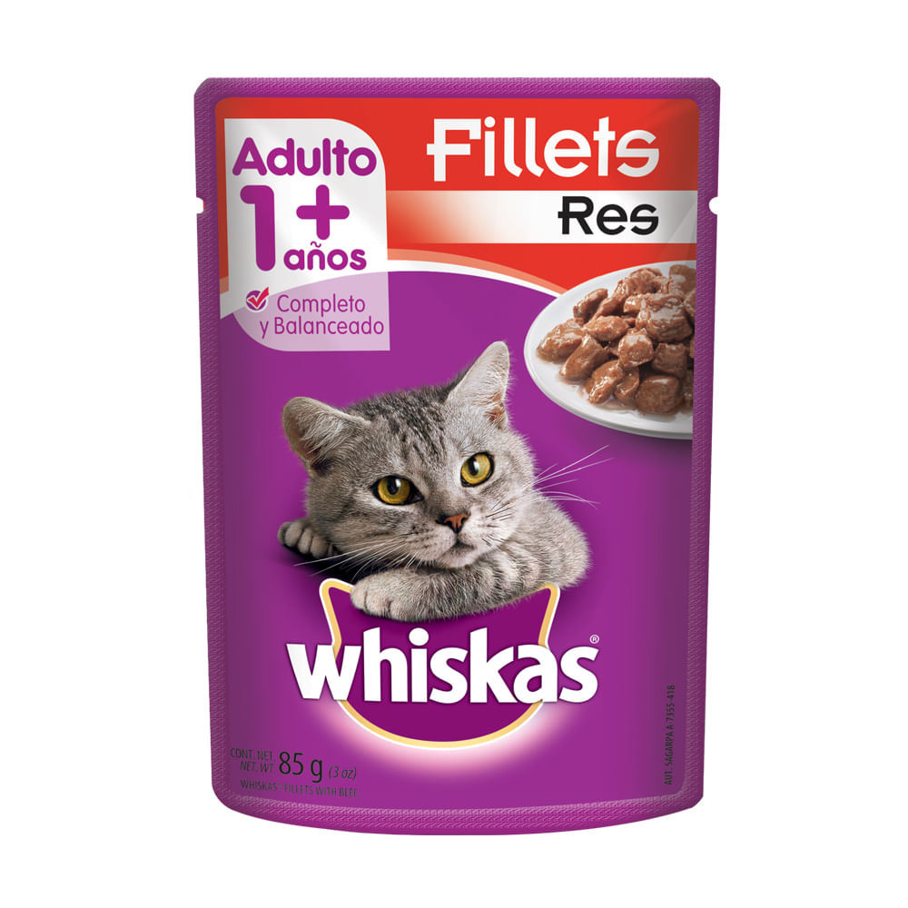 POUCH WHISKAS GATOS ADULTOS RES*85GR