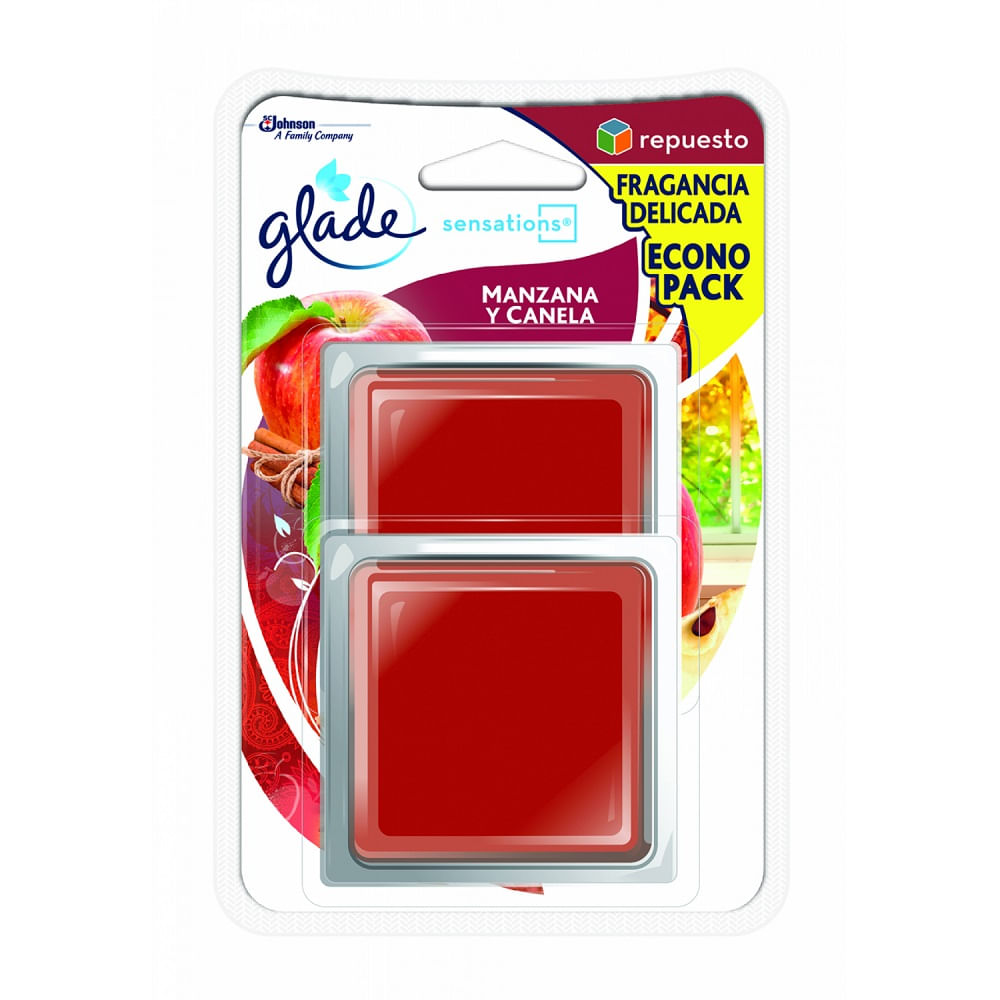 AMB GEL REP MANZANA CANELA GLADE X2*16GR