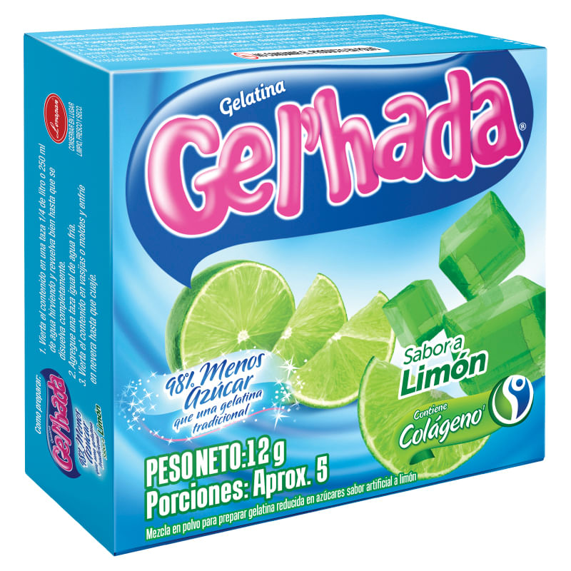 GELATINA GELHADA MENOS AZUCAR LIM*12GR