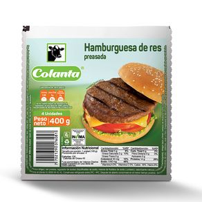 HAMBURGUESA RES PREASADA COLANTA x400GR