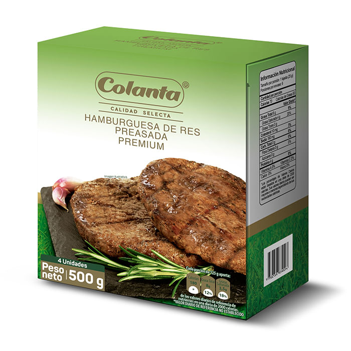 HAMBURGUESA PREASADA COLANTA x500GR