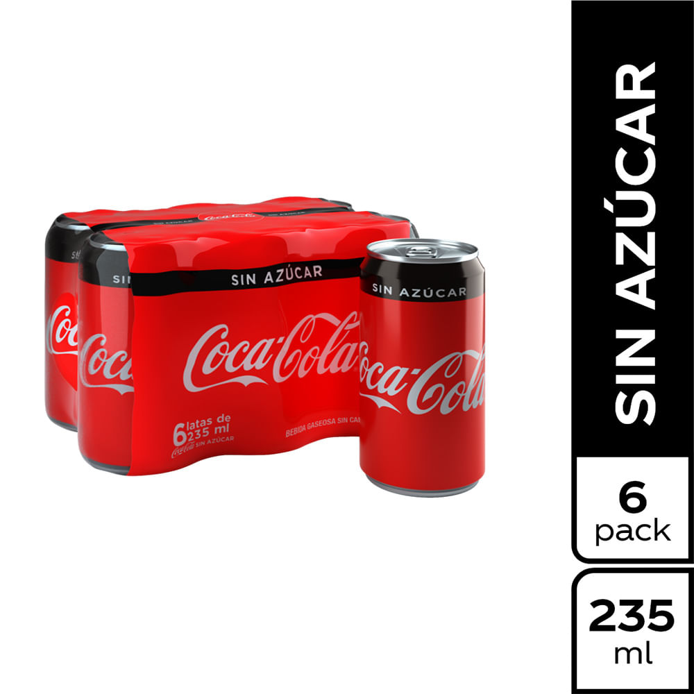 COCA COLA SIN AZUCAR MINI LATA 6 x 235ML