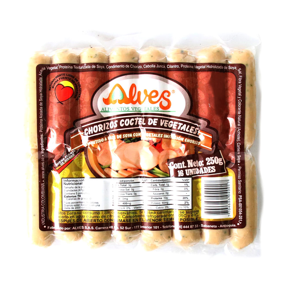 CHORIZO COCTEL DE VEGETALES x 250GR