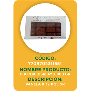 PANELA CUBO BUEN AROMA 32UNx800GR
