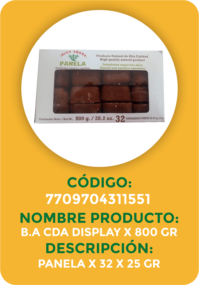 PANELA CUBO BUEN AROMA 32UNx800GR