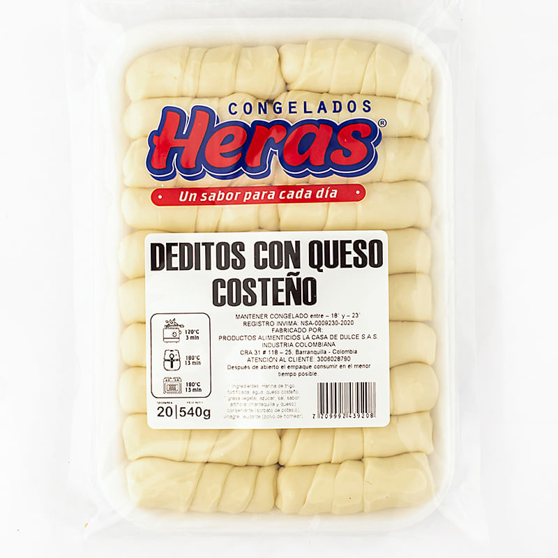 DEDITOS QUESO COSTEÑO HERAS 20 UN x540GR
