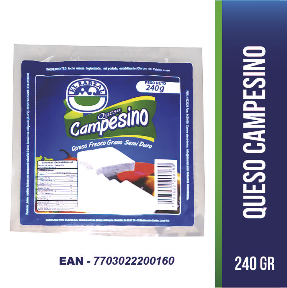 QUESO CAMPESINO ZARZAL  x 240GR