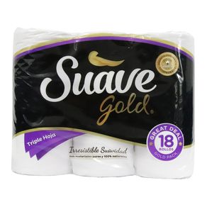 PAPEL HIGIENICO SUAVE GOLD T/HOJ *18 UND
