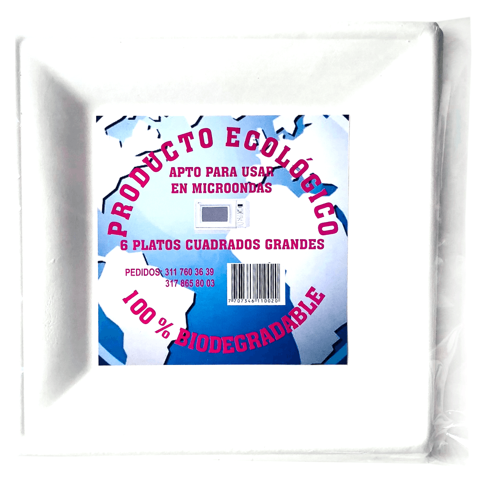 PLATO ECO CUADRADO GDE*6UDS