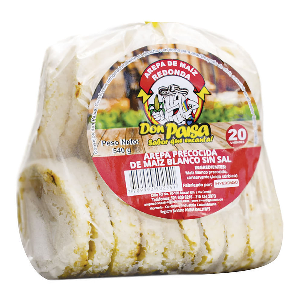 AREPA REDONDA MAIZ DON PAISA  x 400GR