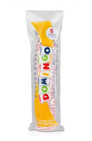 VASO  PAPEL 6 OZ  IMPRE DOMINGO x 50 UND