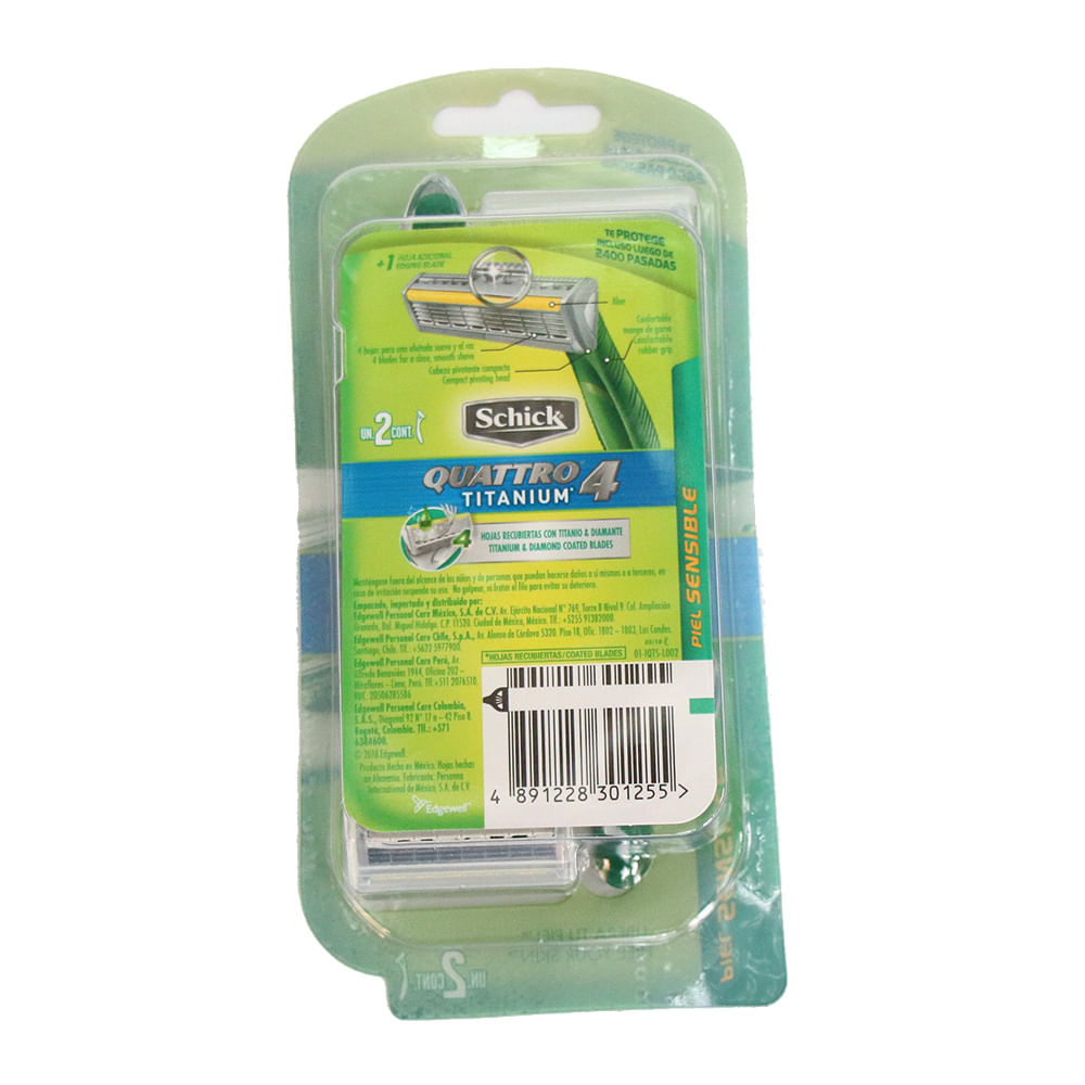 MAQUINA AFEITAR QUATTRO VERDE SCHICK X2U