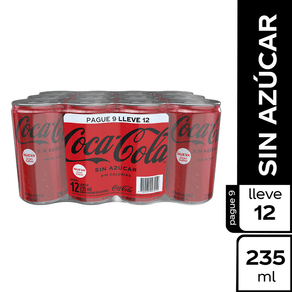 COCA COLA SIN AZUCAR PACK LATA 12Ux235ML