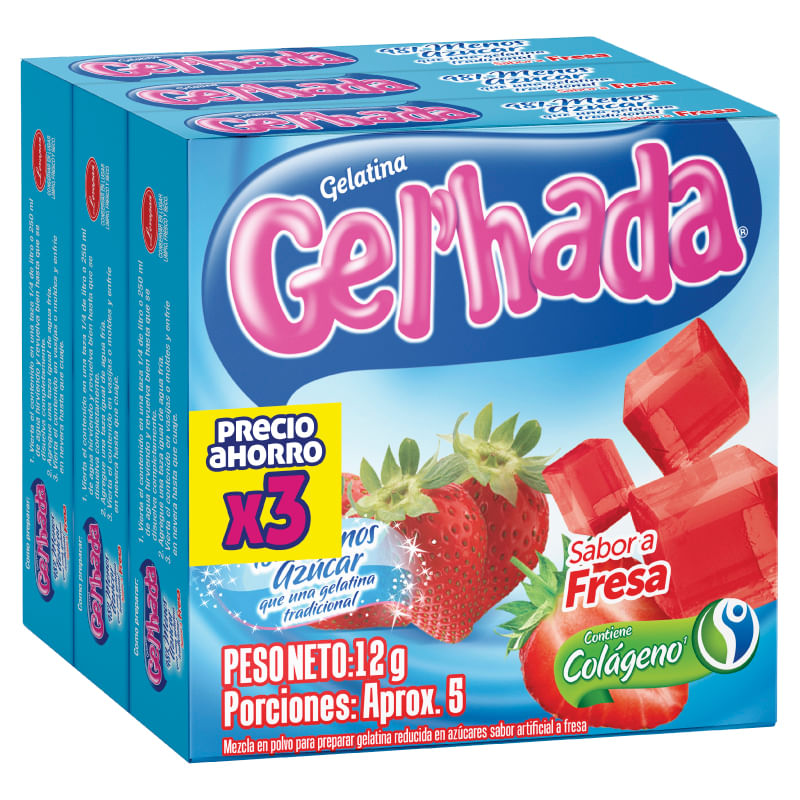 GELATINA GELHADA MENOS AZUCAR 3UND*36GR