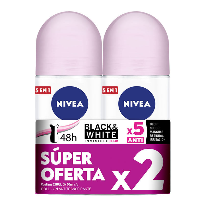 DESODORANTE NIVEA B&W ROLL ON 2UND*100ML