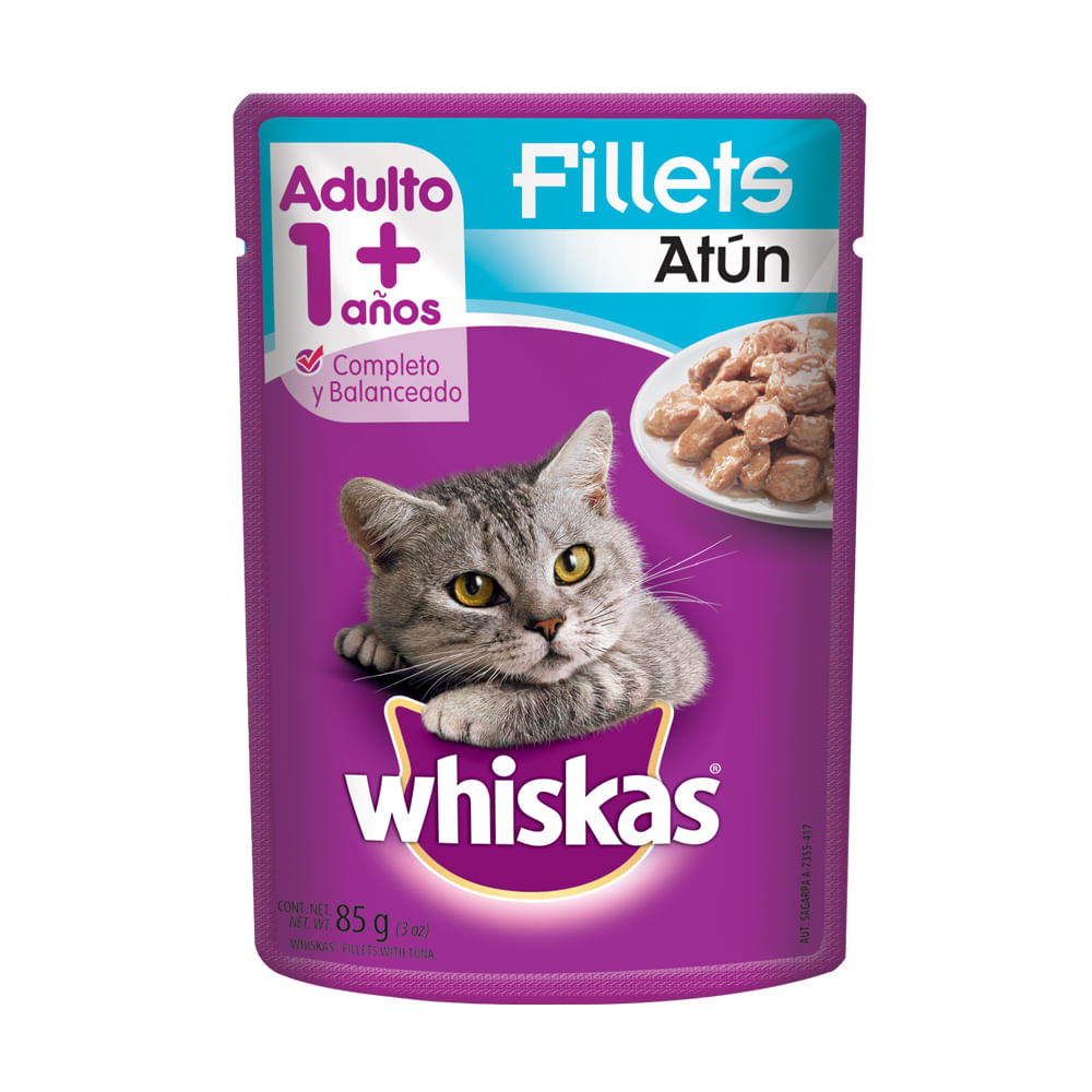 POUCH WHISKAS GATOS ADULTOS ATUN*85GR