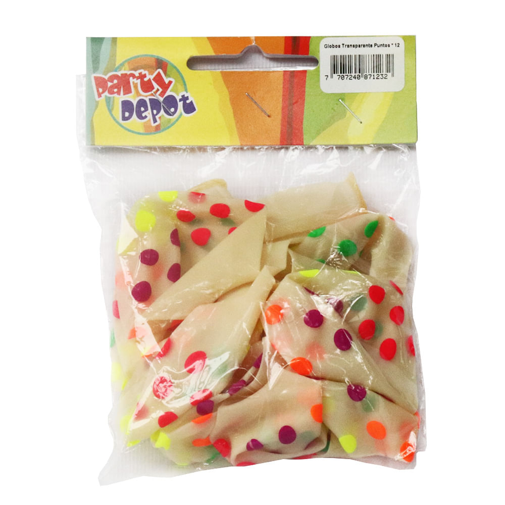 GLOBOS TRANSPAR PUNTOS PARTY DEPOT*12UN