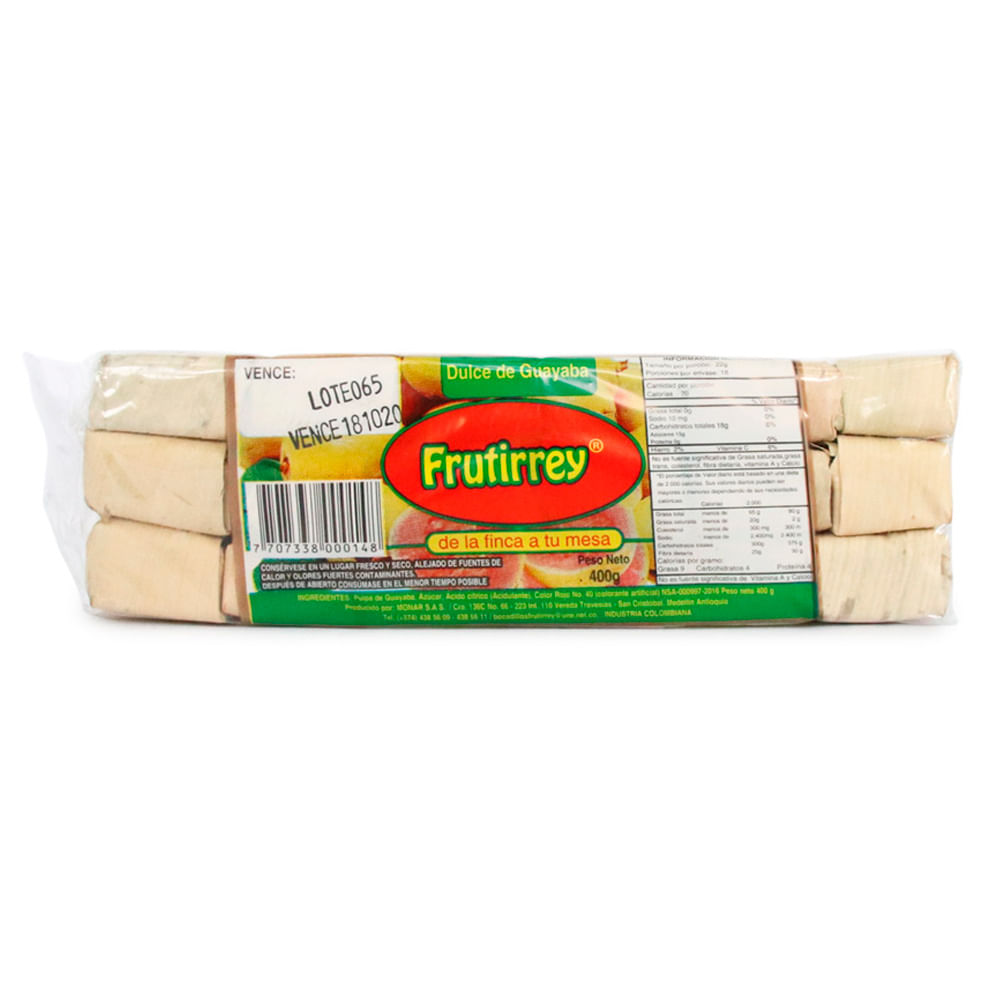 DULCE DE GUAYABA FRUTIRREY X18 U *400GR