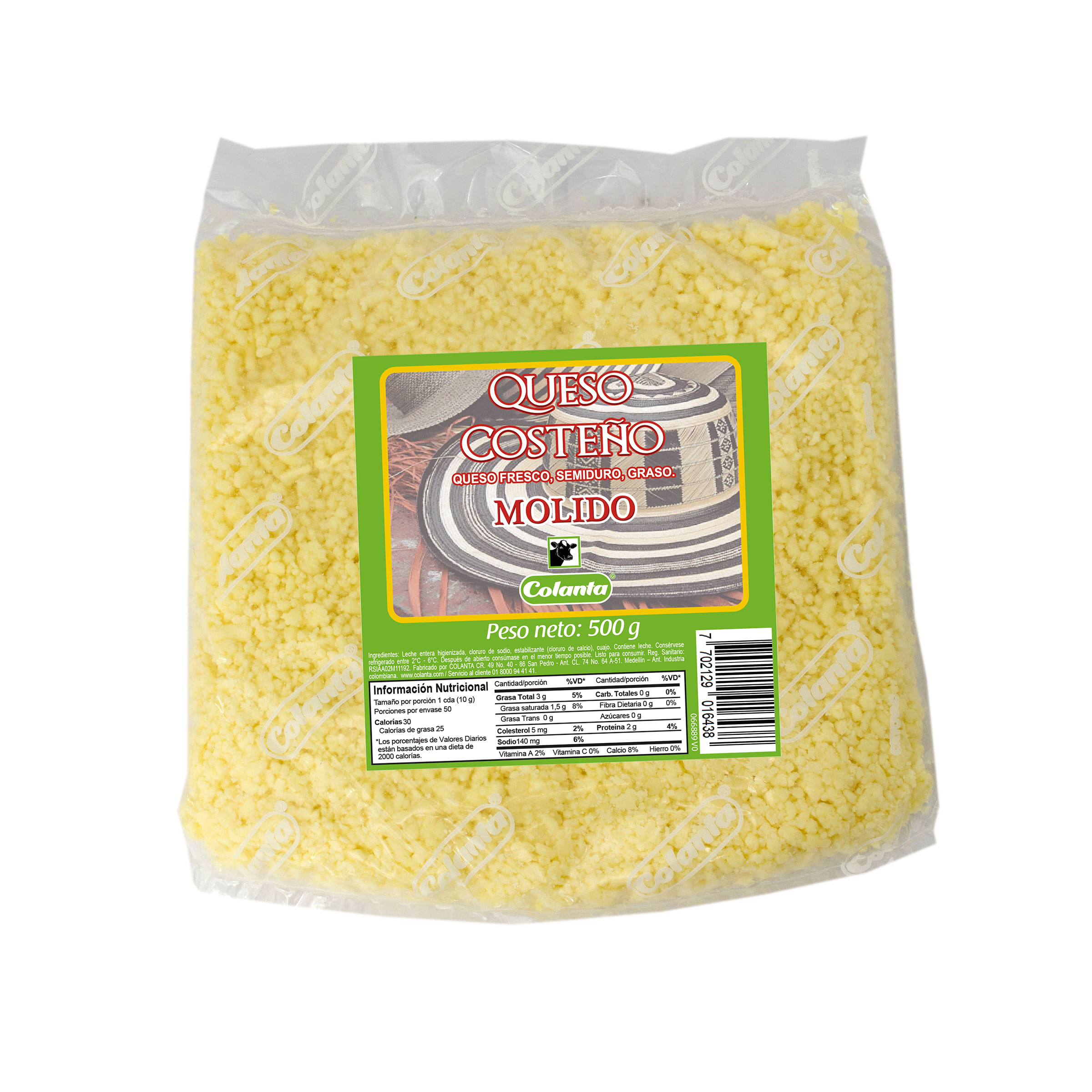 QUESO COSTEÑO MOLIDO COLANTA x500GR
