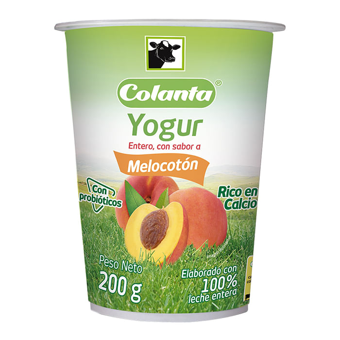 YOGUR ENTERO MELOCOTON COLANTA*200GR