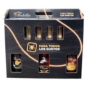 RON MEDELLIN FLA 3 x 375ML + 4 COPAS