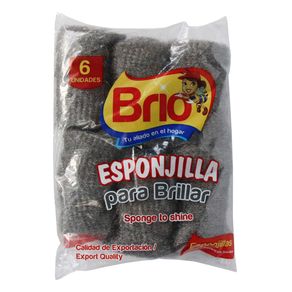ESPONJILLA LANA DE ACERO BRIO x 6U