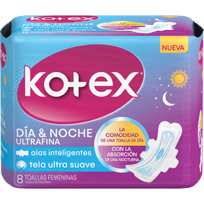 TOALLA HIG KOTEX DIA/NOCHE*8UND