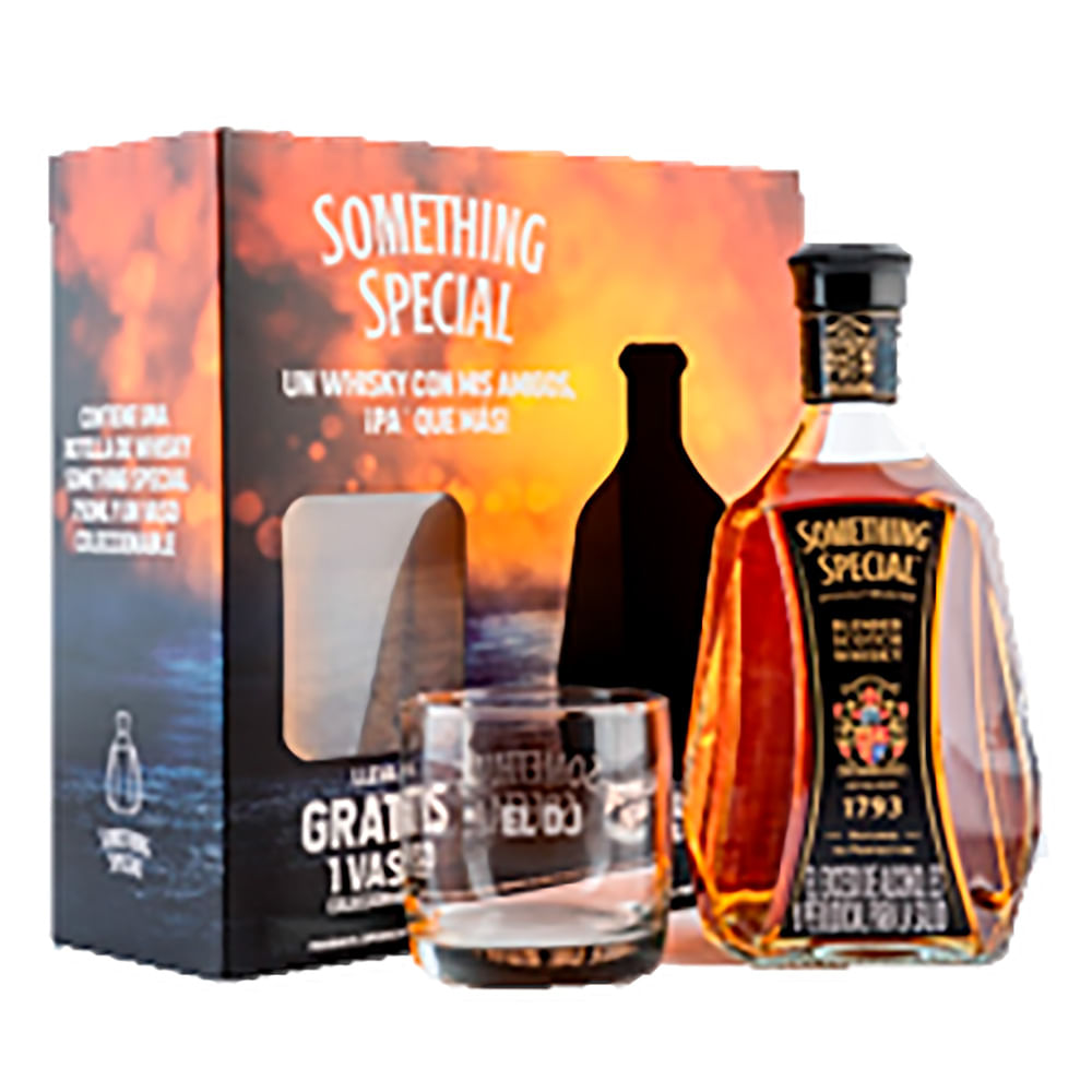 WHISKY ESTUCHE SOMETHING*750ML+VASO