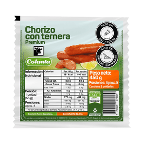CHORIZO CON TERNERA COLANTA X 450G