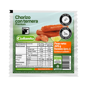 CHORIZO TERNERA COLANTA * 225GR *4 UDS