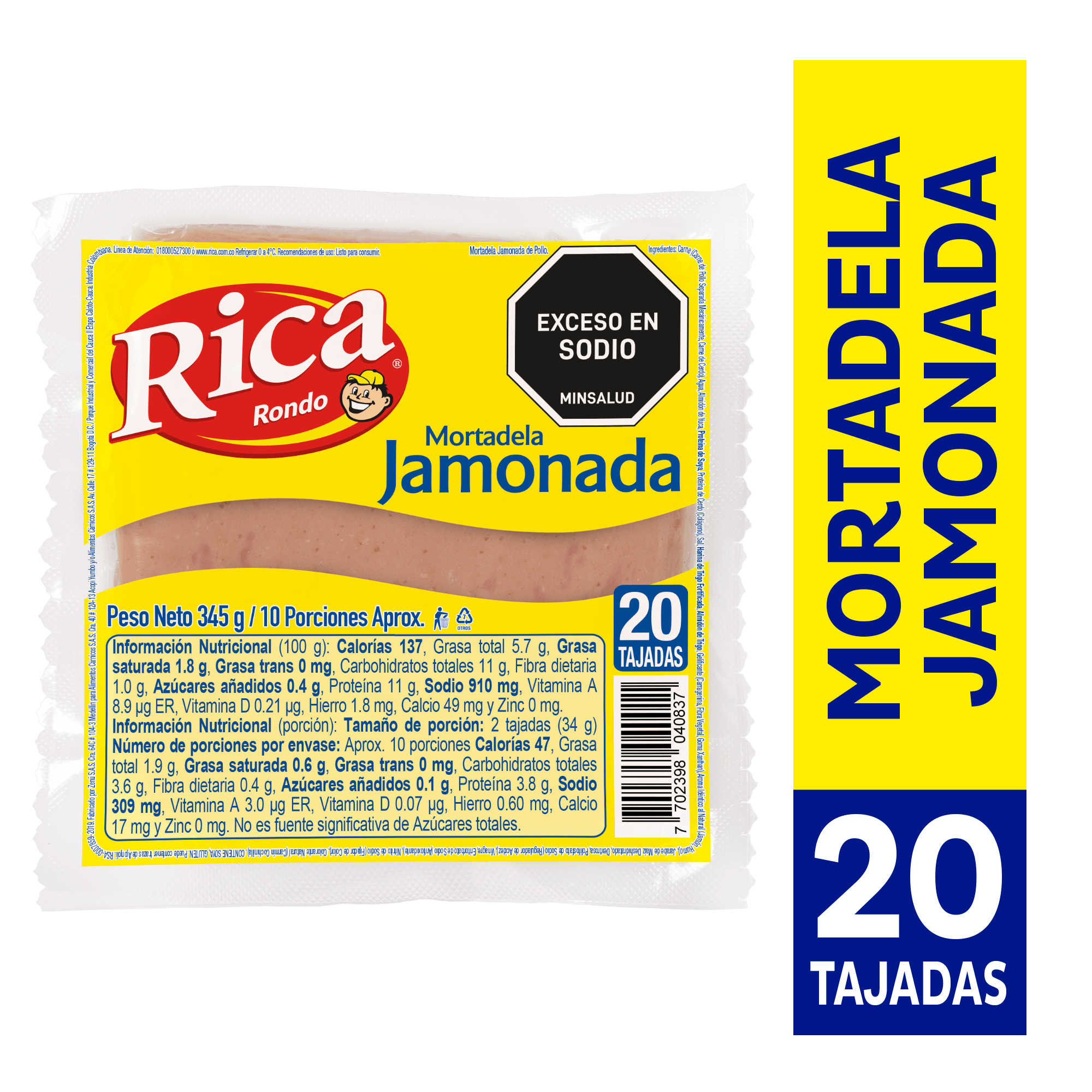 MORTADELA JAMONADA RICA X  345 GR