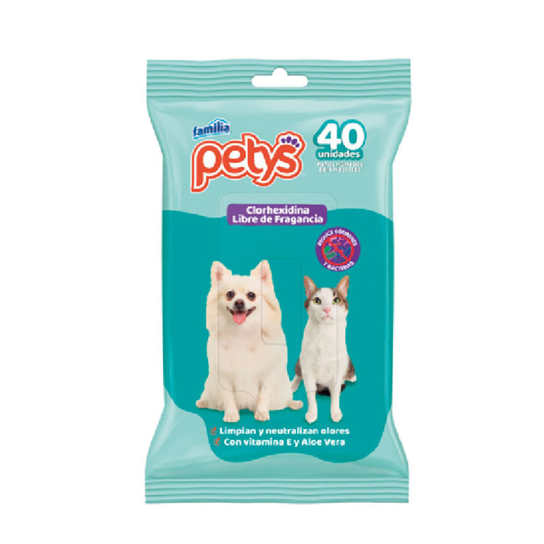 PAÑITOS HUM CLORHEXIDINA PETYS*40UND