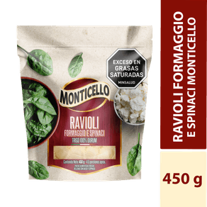 RAVIOLI DE ESPINACA MONTIECIELLO*450GR