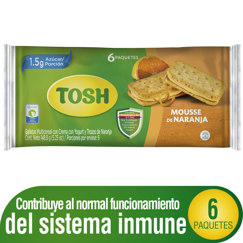 GALLETAS TOSH NARANJA X 6 UND
