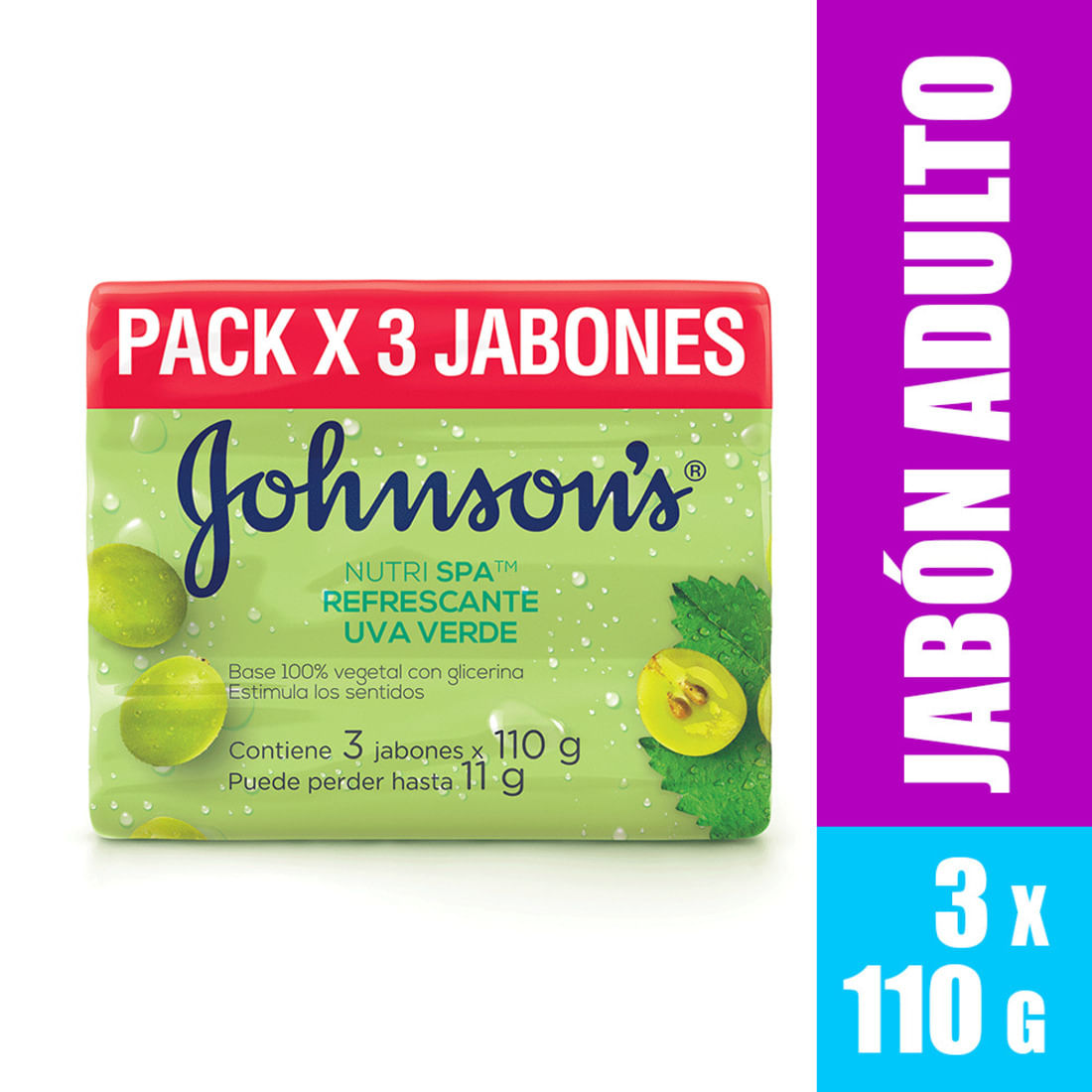 JABON REFRESCANTE UVA JOHNSONS*3UND*110G