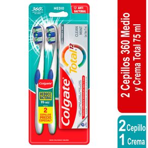 CEPILLO COLGATE 360 X2UND+CREM/DENT 75ML
