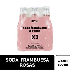 SODA 3 PACK HATSU FRAMBUESA ROSA*900ML