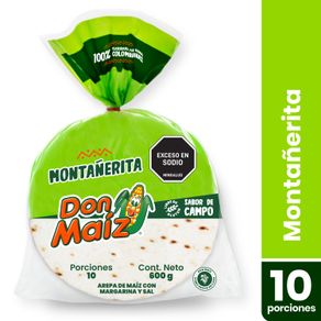 AREPA DE MAIZ MONTAÑERITA DON MAIZ x 10U