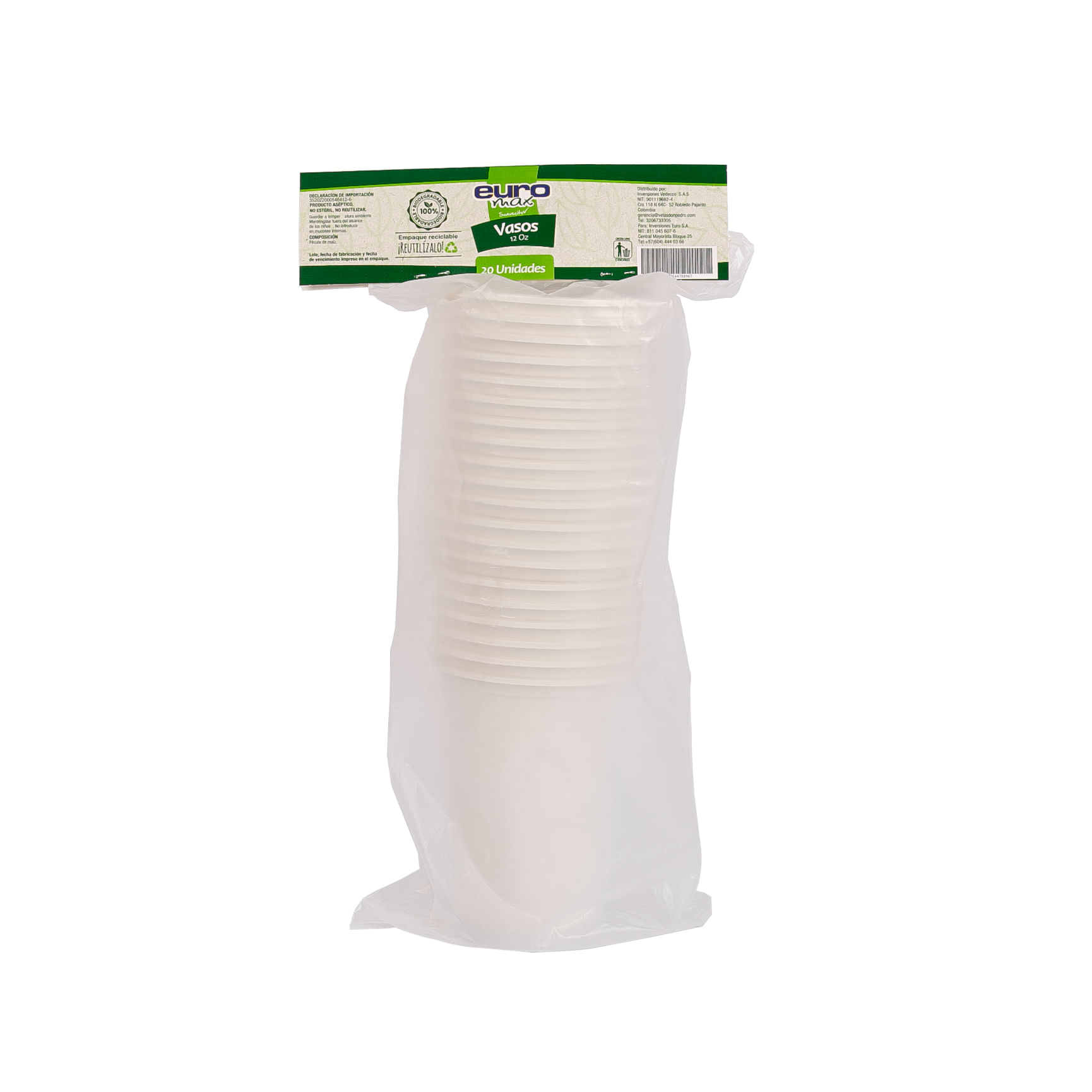 VASO EUROMAX BIODEGRADABLE 12 ONZ&nbsp; *20UN