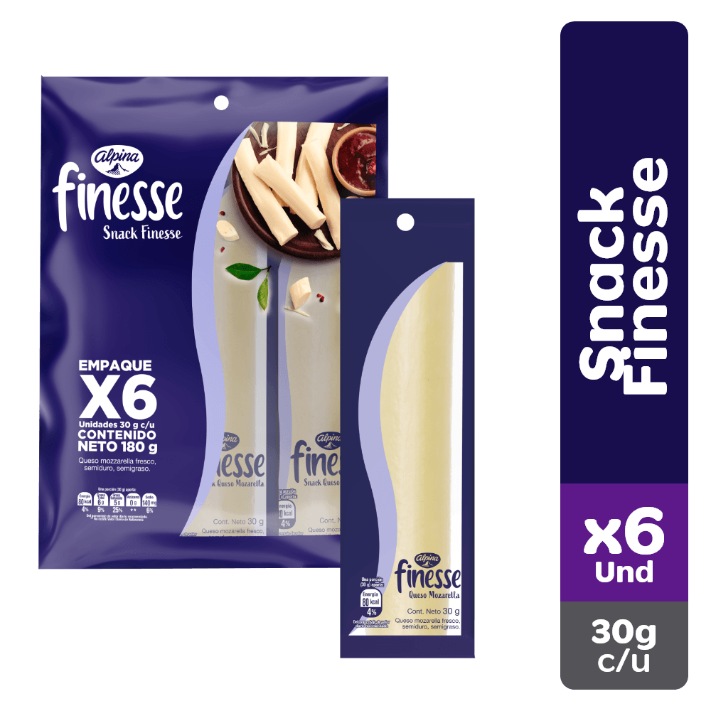 QUESO SNACK FINESSE MULTIPAQUETE x 6UND