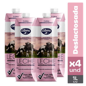 LECHE SEMIDESCREMADA ALPINA x 4 x 1000G