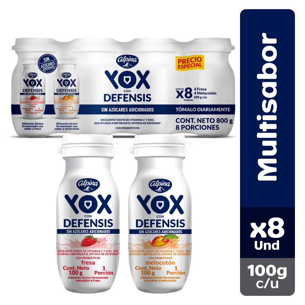 BEBIDA YOX SURTIDO SIN AZUCAR X8UN*100gr