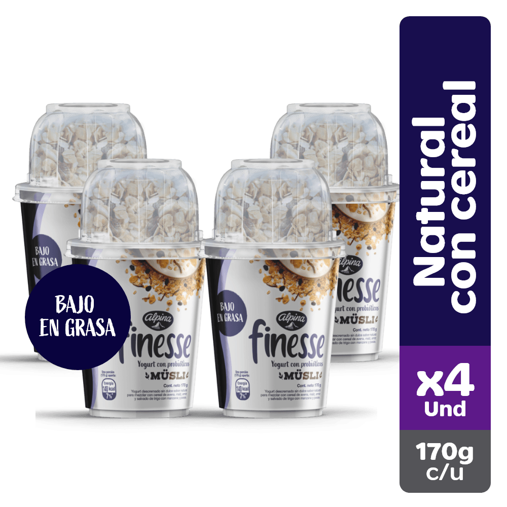 YOGURT FINESSE NATURAL CEREAL x4UN*170GR