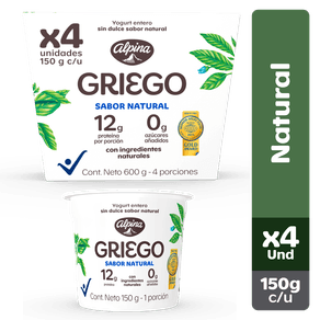 YOGURT GRIEGO ALPINA NATURAL 4UND*150GR