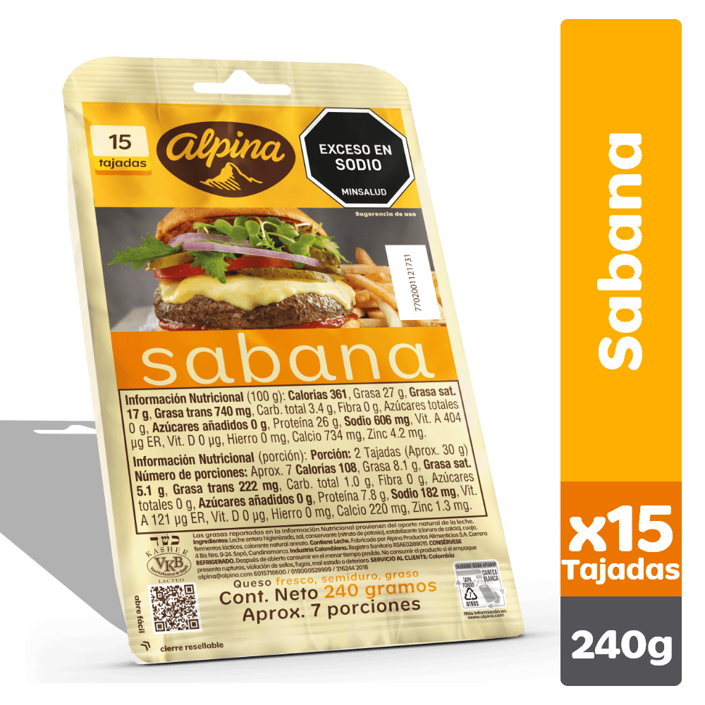 QUESO SABANA ALPINA  x 15 TAJ  x 240GR