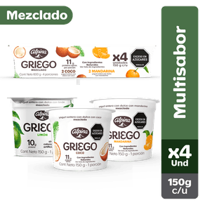 YOGURT GRIEGO SABORIZADOS ALPINA*4U*150G