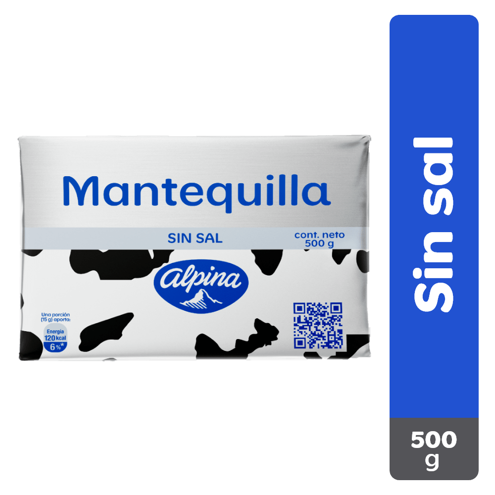 MANTEQUILLA ALPINA SIN SAL x 500 GRS
